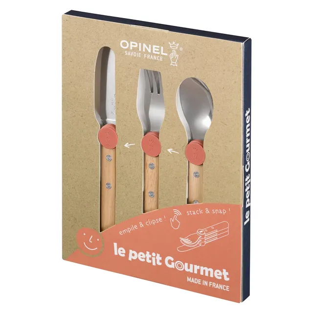 opinel-le-petit-gourmet-3-piece-children-s-cutlery-set-coral image 1