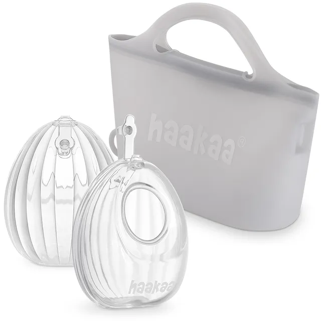 haakaa-wearable-silicone-breast-pump-with-steriliser-bag-2-in-1-hands-free-milk- image 1