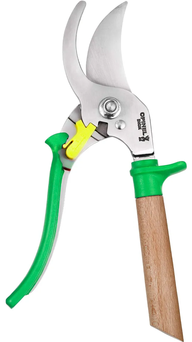 opinel-hand-pruning-shears-bypass-trimmers-with-non-slip-beech-wood-handle-stain image 1