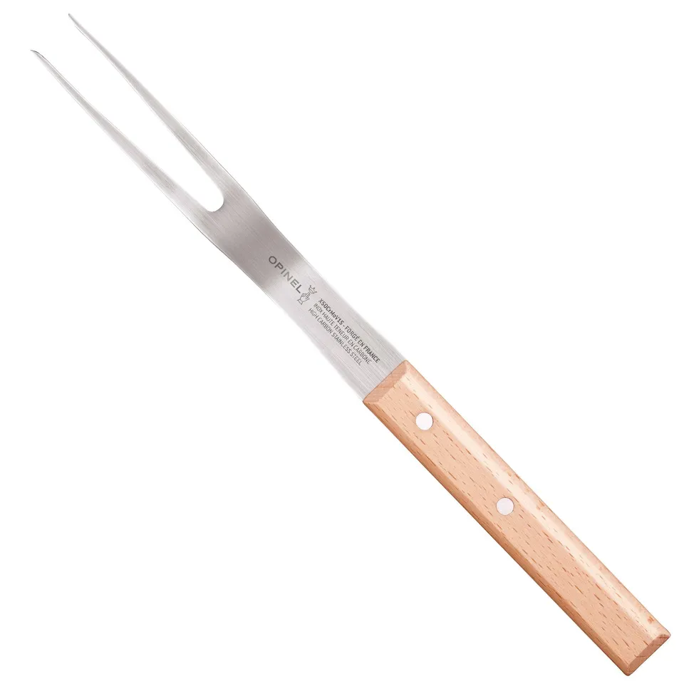 opinel-parallele-7-carving-fork-stainless-steel-wood-handle image 1