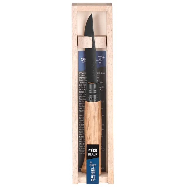 opinel-no-08-stainless-steel-folding-pocket-knife-black-oak-handle-virobloc-safe image 1