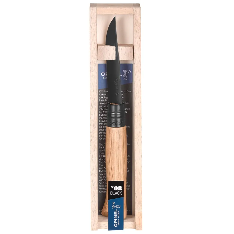 opinel-no-08-stainless-steel-folding-pocket-knife-black-oak-handle-virobloc-safe image 1