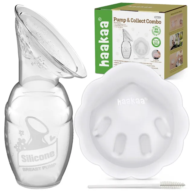 haakaa-manual-breast-pump-petal-milk-collector-combo-food-grade-silicone-4oz-100 image 1