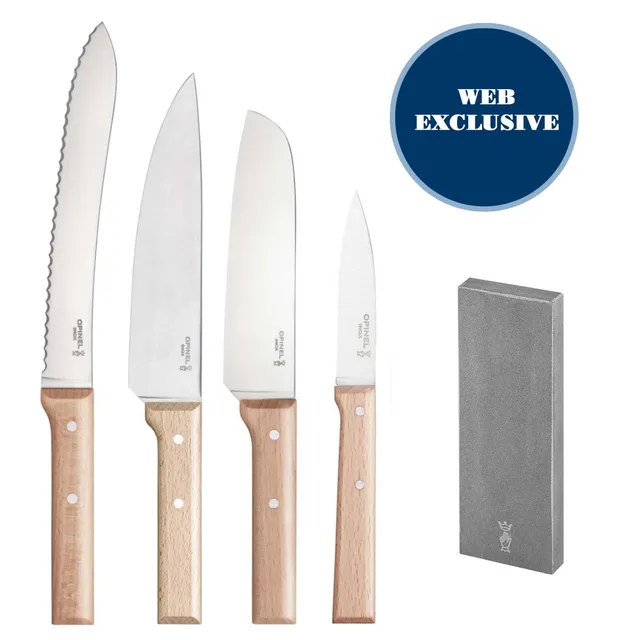 opinel-classic-4-piece-kitchen-knife-set-no-116-no-118-no-119-no-125-with-sharpe image 1