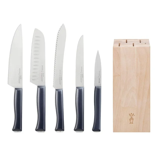 opinel-intempora-5-piece-chef-knife-set-with-beech-wood-block image 1