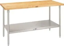 john-boos-sns07-maple-top-work-table-with-stainless-steel-base-and-adjustable-lo image 1