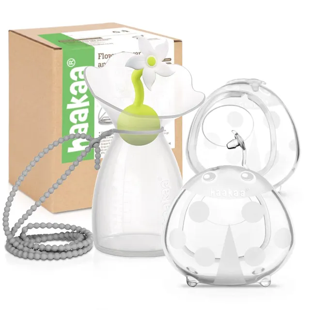 haakaa-silicone-breast-pump-breast-shells-combo-with-strap-flower-stopper-7oz-20 image 1