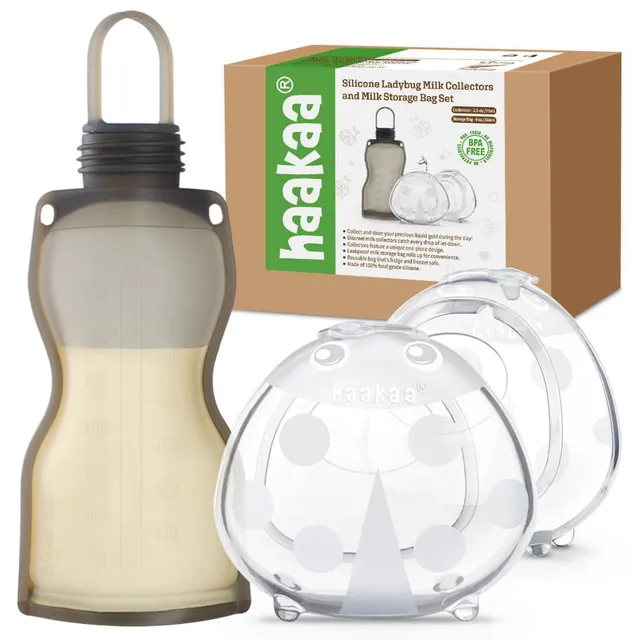 haakaa-manual-breast-pump-with-bag-combo-ladybug-collector-x2-260ml-storage-bag image 1