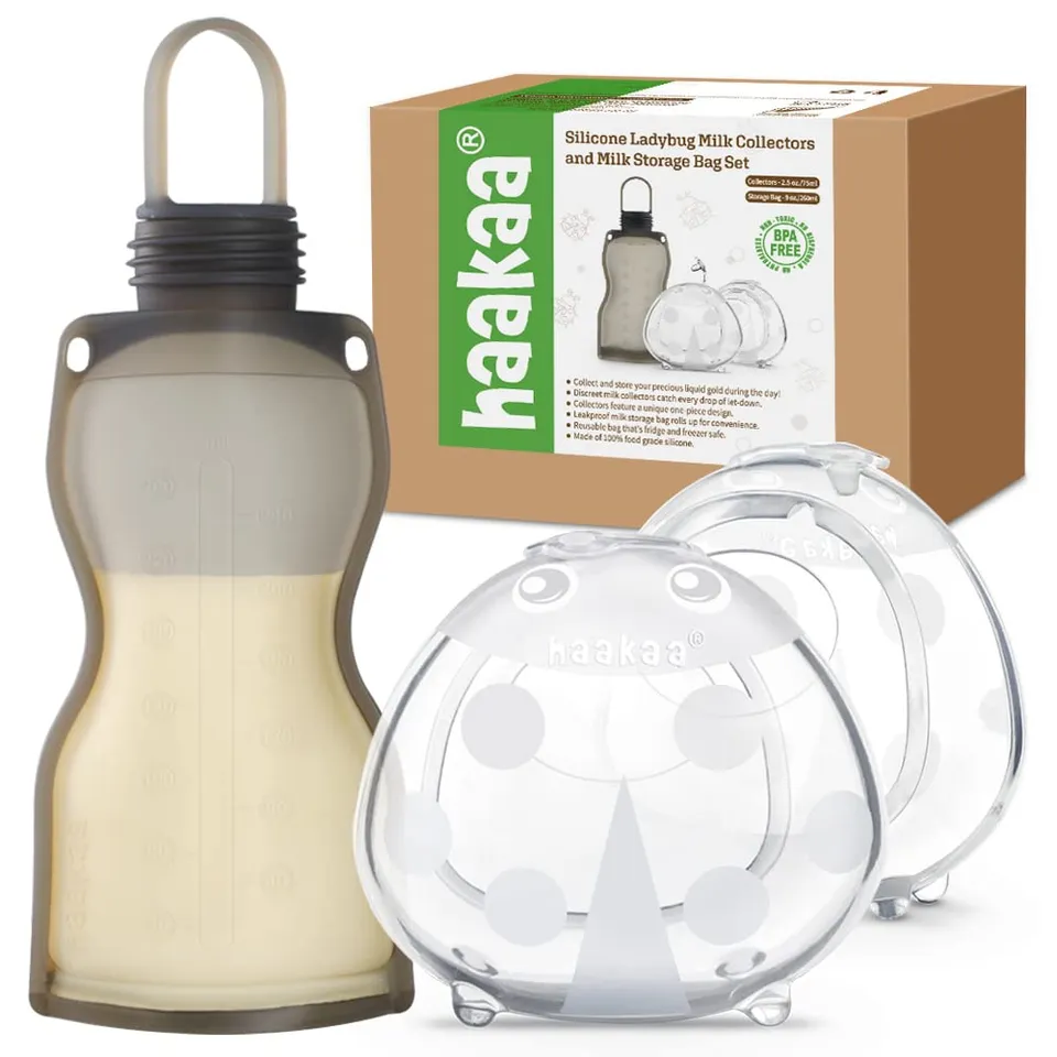 haakaa-manual-breast-pump-with-bag-combo-ladybug-collector-x2-260ml-storage-bag image 1