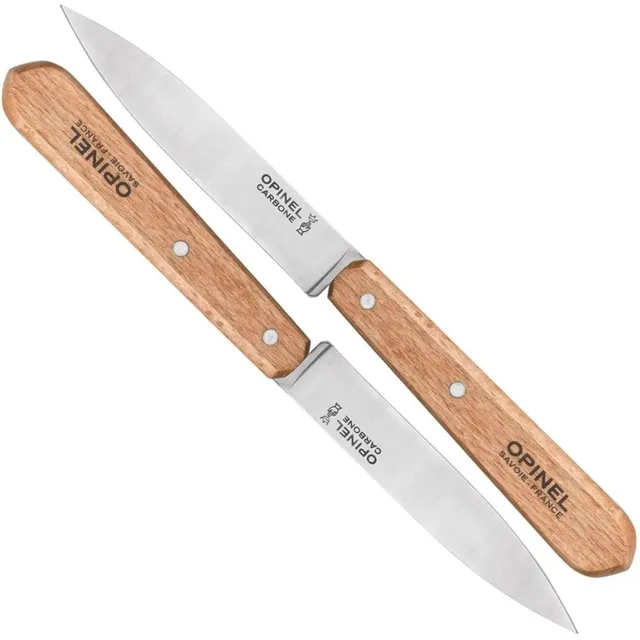 opinel-no-102-carbon-steel-paring-knives-set-of-2-beechwood-handles image 1