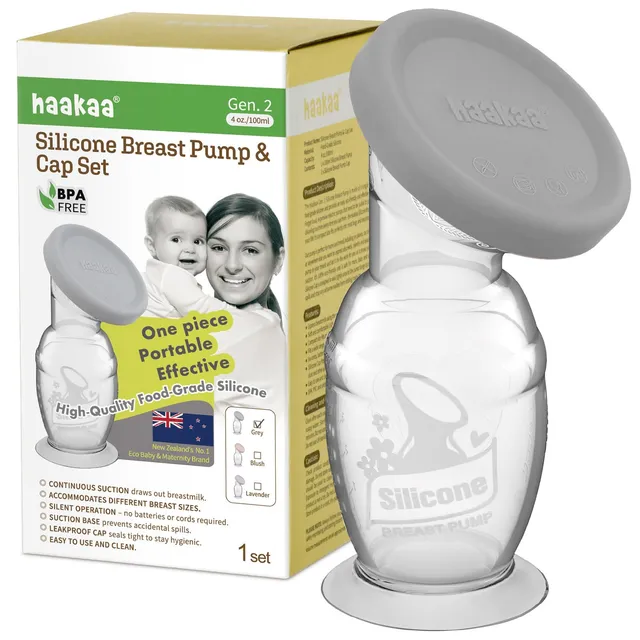 haakaa-gen-2-manual-breast-pump-with-base-and-lid-4oz-100ml-silicone image 1