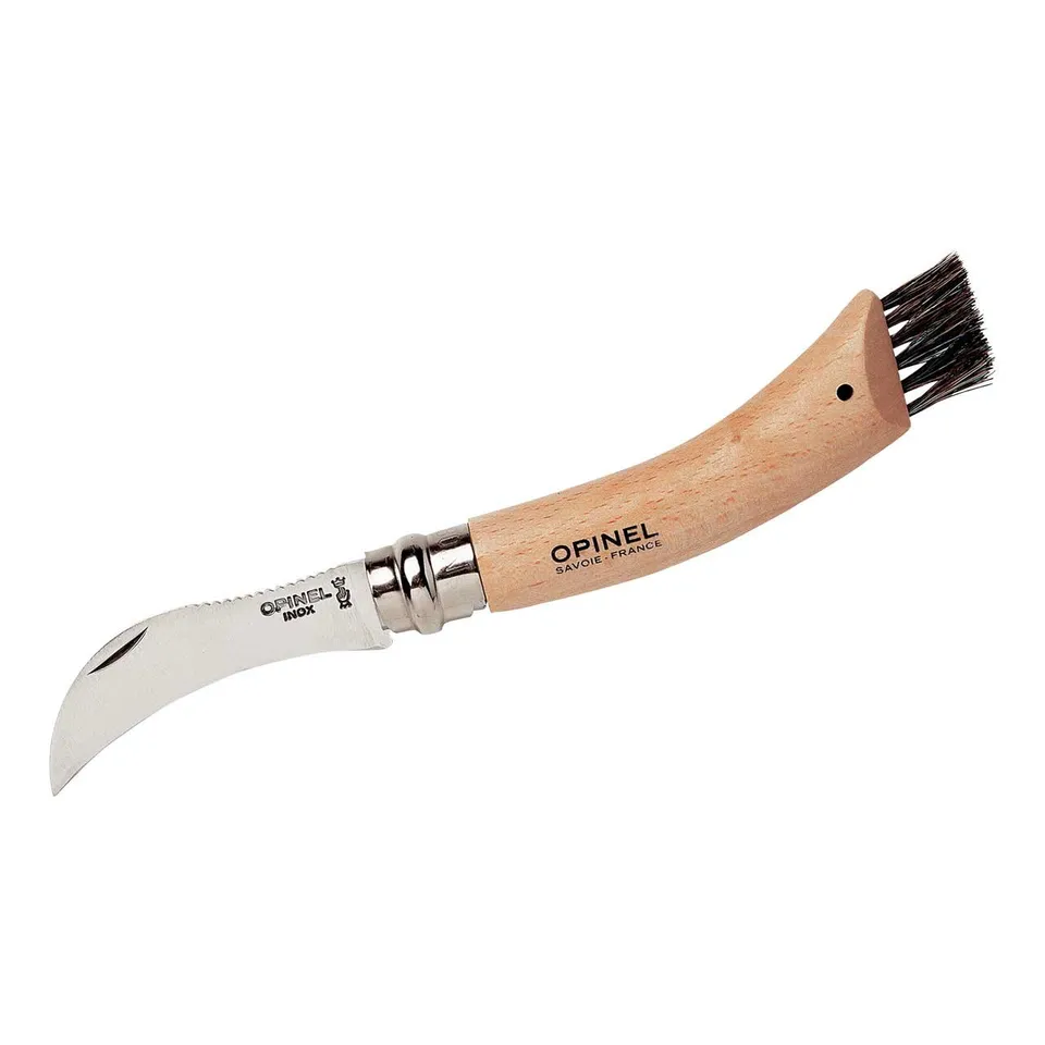 opinel-mushroom-knife-with-natural-beech-handle-and-wild-boar-bristle-brush image 1