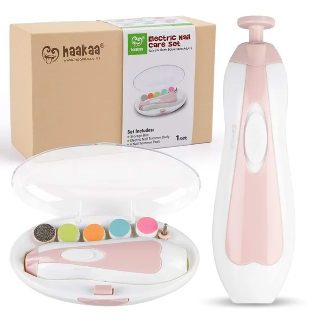 haakaa-electric-baby-nail-trimmer-wooden-baby-hair-brush-set image 1