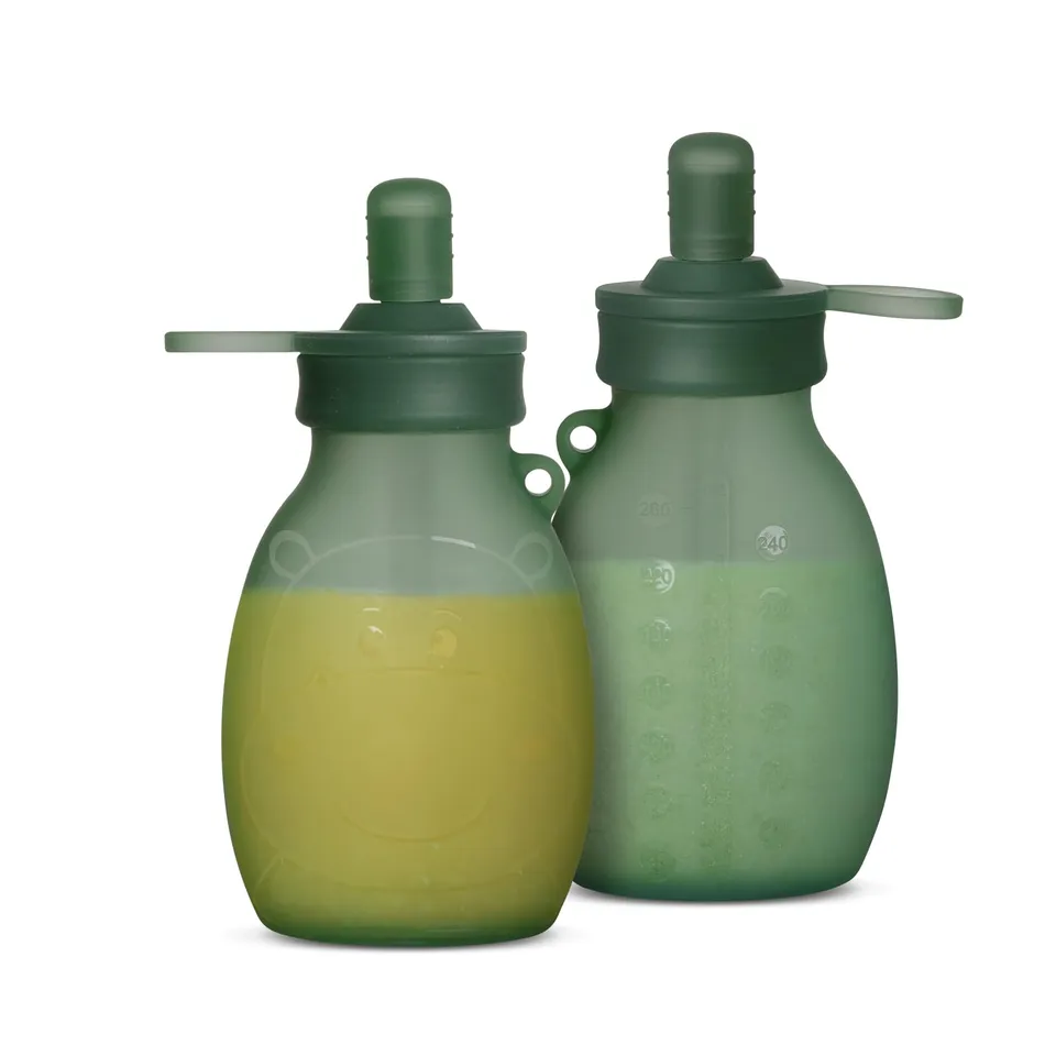 haakaa-hippo-wide-opening-silicone-goody-pouch-2-pack-9oz-260ml-reusable-baby-fo image 1