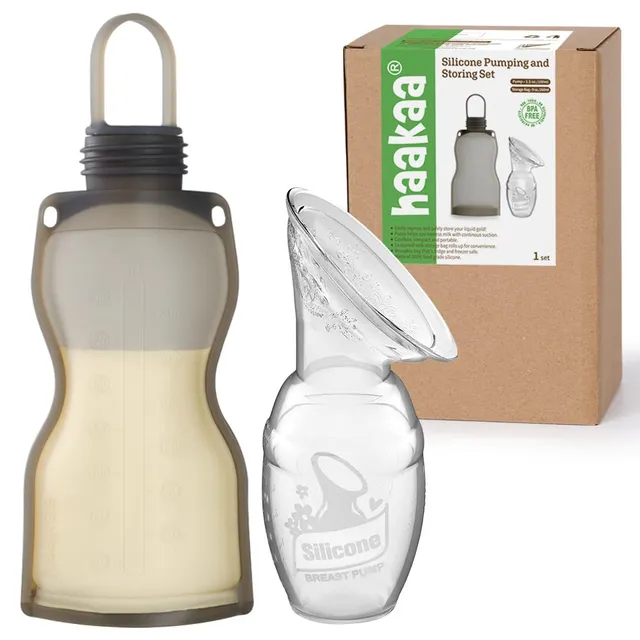 haakaa-medical-silicone-manual-breast-pump-and-breastmilk-storage-bag-combo-4oz- image 1
