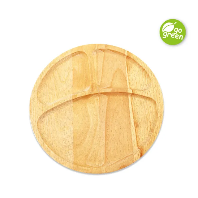 haakaa-wooden-circle-plate-1-pack-eco-friendly-durable-baby-plate image 1