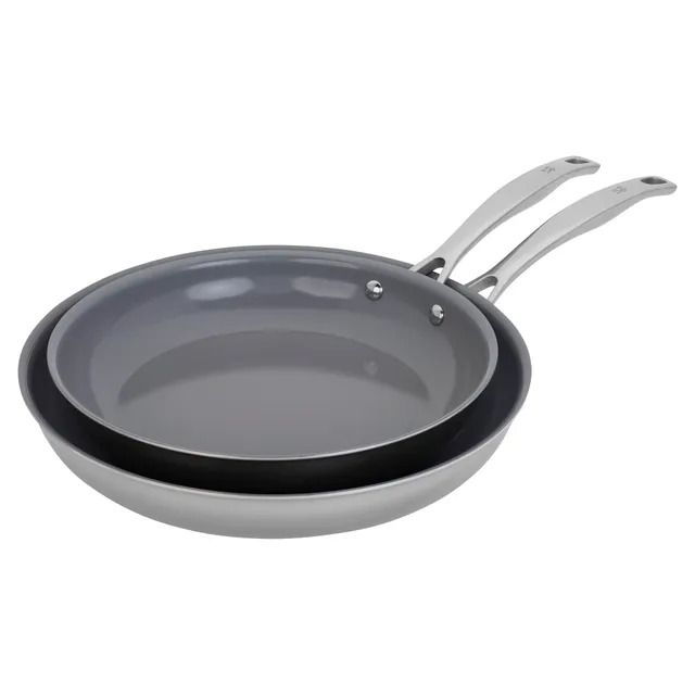 henckels-clad-h3-2-piece-stainless-steel-ceramic-nonstick-fry-pan-set-10-12 image 1