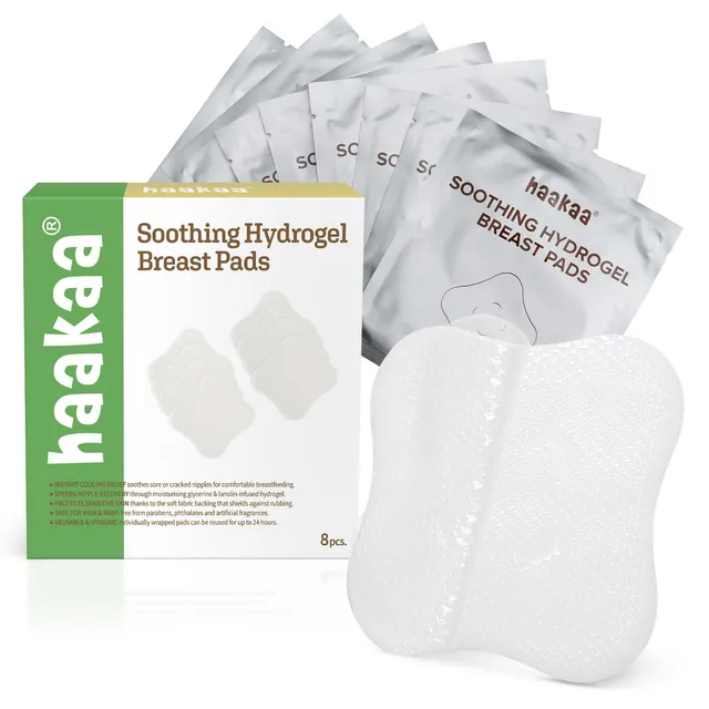 haakaa-hydrogel-pads-with-lanolin-for-breastfeeding-8-count image 1
