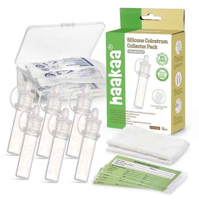 haakaa-silicone-colostrum-collector-set-4ml-6-pack-pre-sterilized image 1
