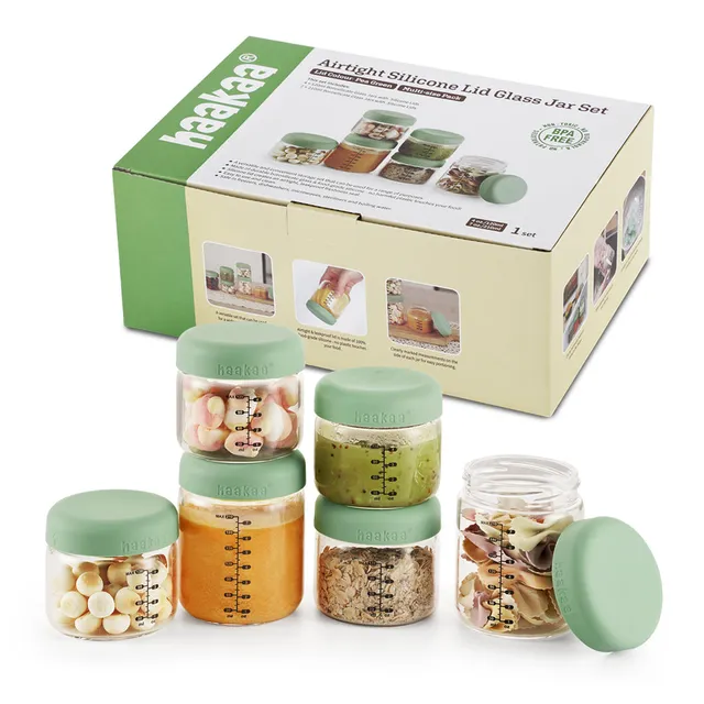 haakaa-sealed-glass-storage-jar-set-4-x-4oz-2-x-7oz image 1