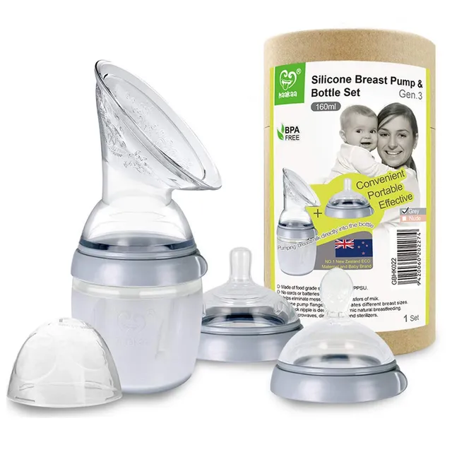 haakaa-gen-3-manual-breast-pump-set-5-4oz-food-grade-silicone-with-teat-and-feed image 1