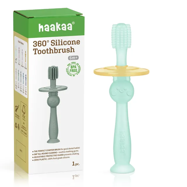 haakaa-360-baby-toothbrush-with-suction-base-gentle-training-brush-for-toddlers- image 1
