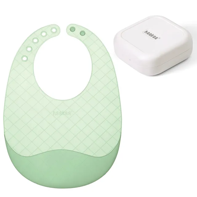 haakaa-lightweight-silicone-pocket-bib-ultra-light-foldable-with-deep-food-catch image 1