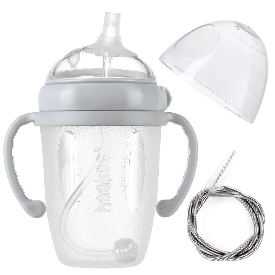 haakaa-weighted-straw-sippy-cup-for-6-month-old-8oz-250ml-silicone-baby-straw-cu image 1