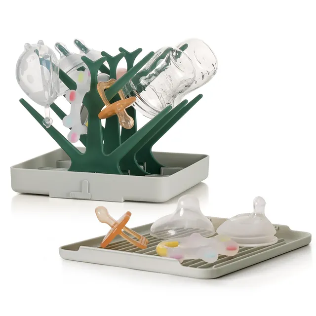 haakaa-portable-baby-bottle-drying-rack-with-tray-foldable-space-saving-bpa-free image 1