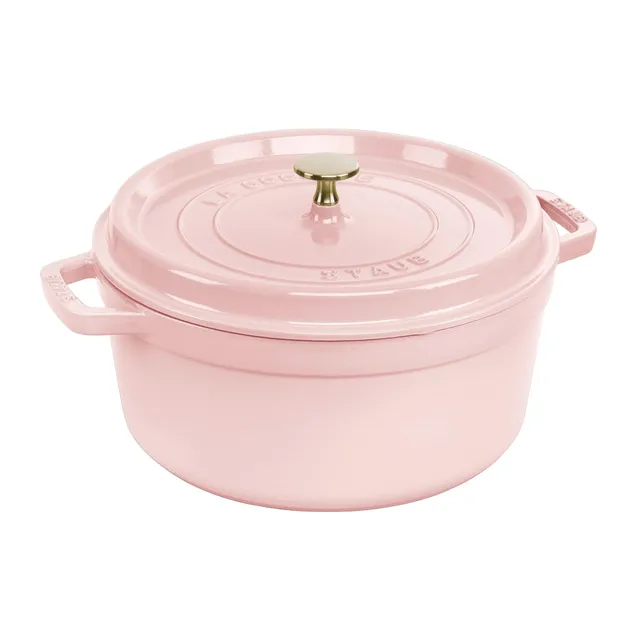 staub-cast-iron-round-cocotte-7-quart-peony-pink-dutch-oven image 1