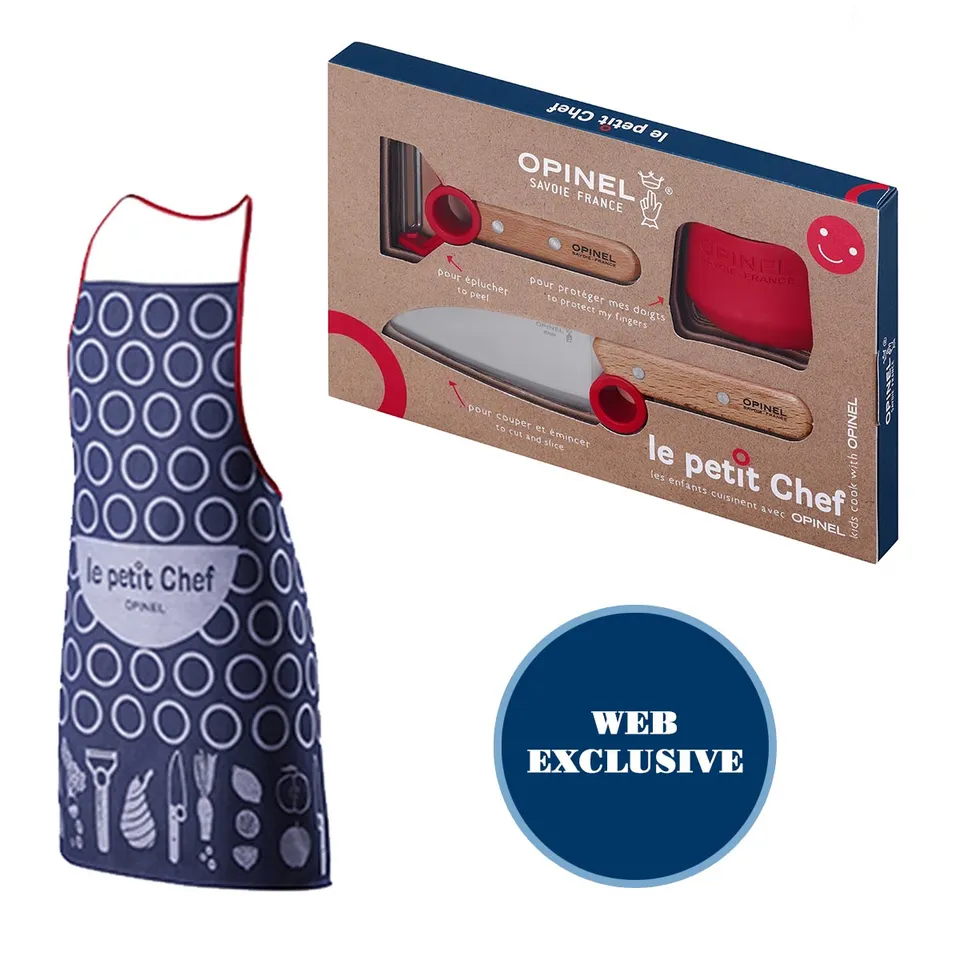 opinel-start-them-young-kit-kids-kitchen-safety-set-with-apron-finger-guard-peel image 1