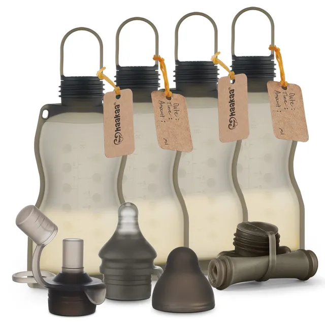 haakaa-reusable-silicone-breast-milk-storage-bags-9oz-5-pack-with-sippy-spout-at image 1