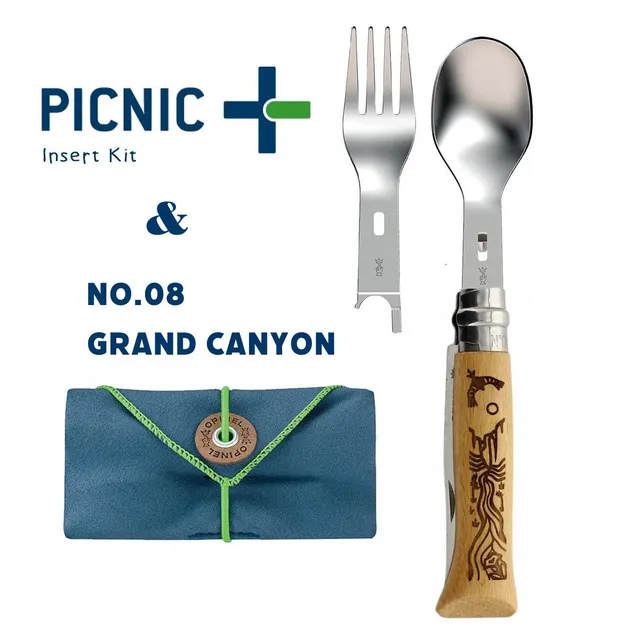opinel-no-08-national-parks-picnic-set-with-fork-and-spoon-inserts image 1