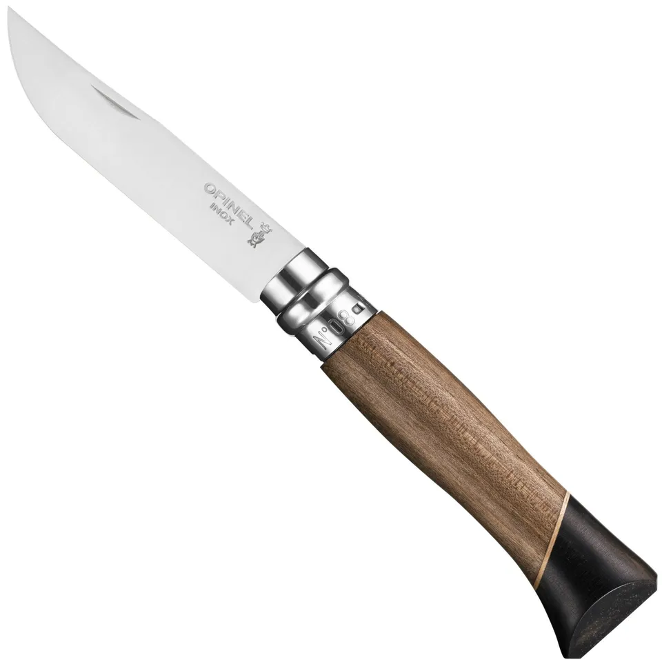 opinel-no-08-workshop-stainless-steel-folding-knife-walnut-ebony image 1