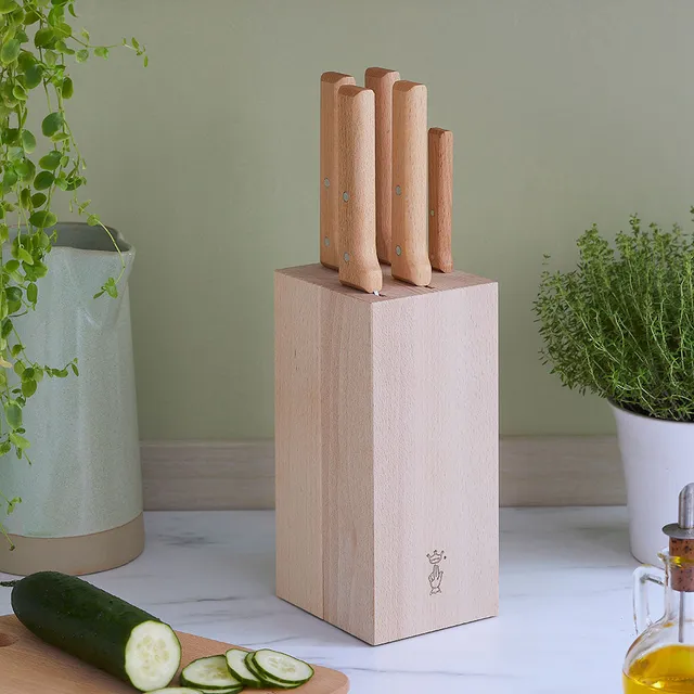 opinel-parallele-5-piece-chef-knife-set-with-beechwood-block image 1