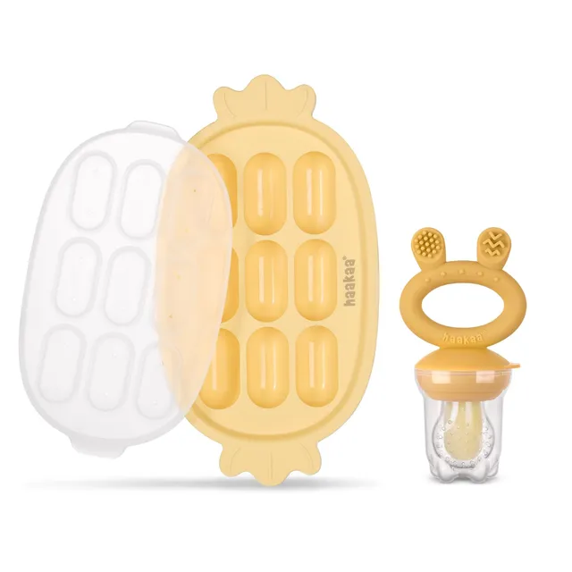 haakaa-baby-fruit-food-feeder-silicone-nibble-tray-combo-bpa-free-mesh-feeder-fo image 1