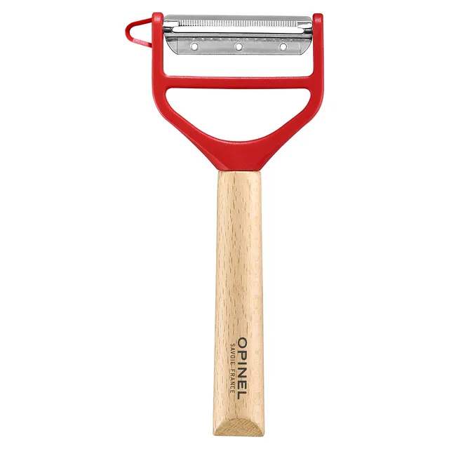 opinel-t-duo-wooden-peeler-red-beech-wood-handle-dual-stainless-steel-blades-for image 1