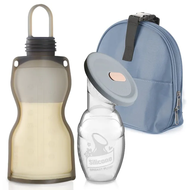 haakaa-manual-breast-pump-4oz-100ml-with-leakproof-lid-breastmilk-storage-bag-gr image 1