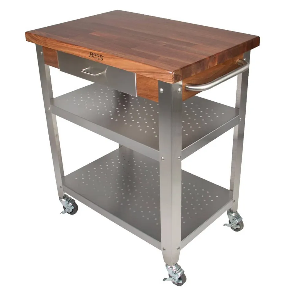 john-boos-wal-cuce30-american-black-walnut-cucina-elegante-cart-with-stainless-s image 1