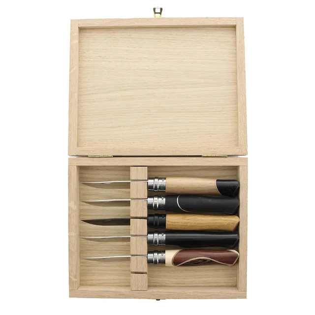 opinel-no-08-master-collector-box-set-with-5-premium-knives-wooden-case image 1