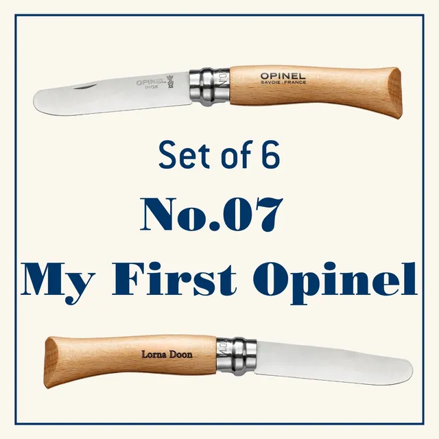 opinel-my-first-no-07-folding-knife-engraved-gift-bundle-set-of-6-with-rounded-b image 1