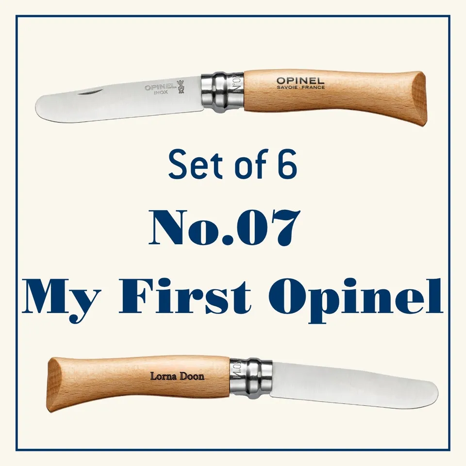 opinel-my-first-no-07-folding-knife-engraved-gift-bundle-set-of-6-with-rounded-b image 1