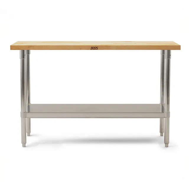 john-boos-maple-wood-top-work-table-with-adjustable-lower-shelf-60-x-30-x-1-5 image 1