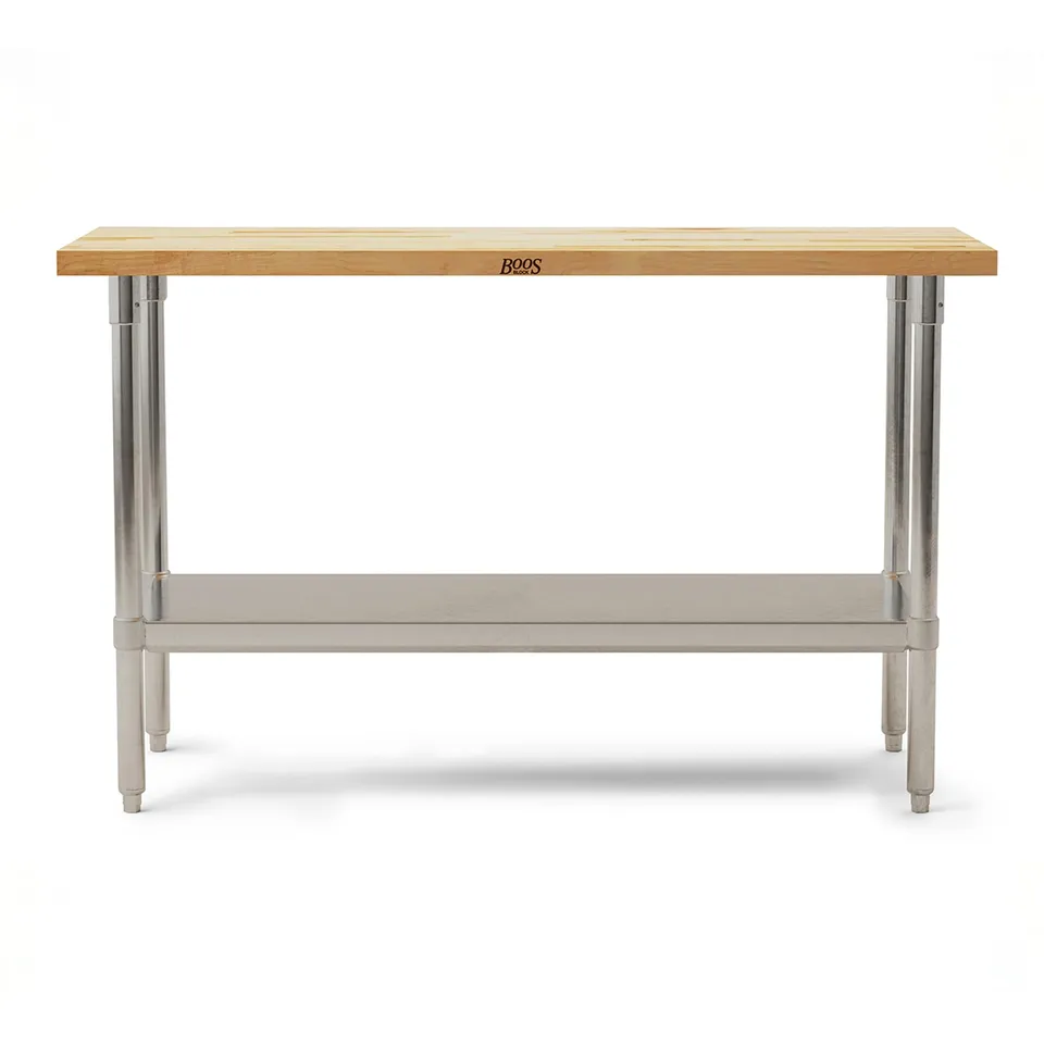john-boos-maple-wood-top-work-table-with-adjustable-lower-shelf-60-x-30-x-1-5 image 1