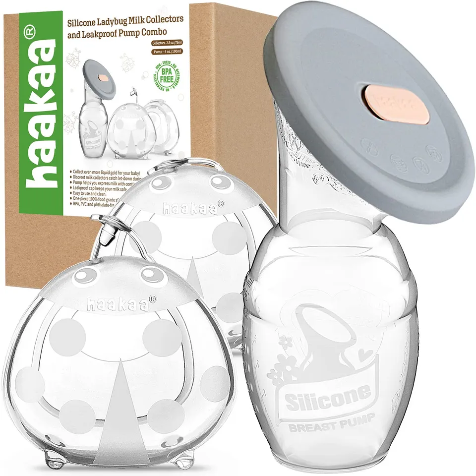 haakaa-manual-breast-pump-4oz-with-leakproof-lid-ladybug-breast-milk-collectors- image 1