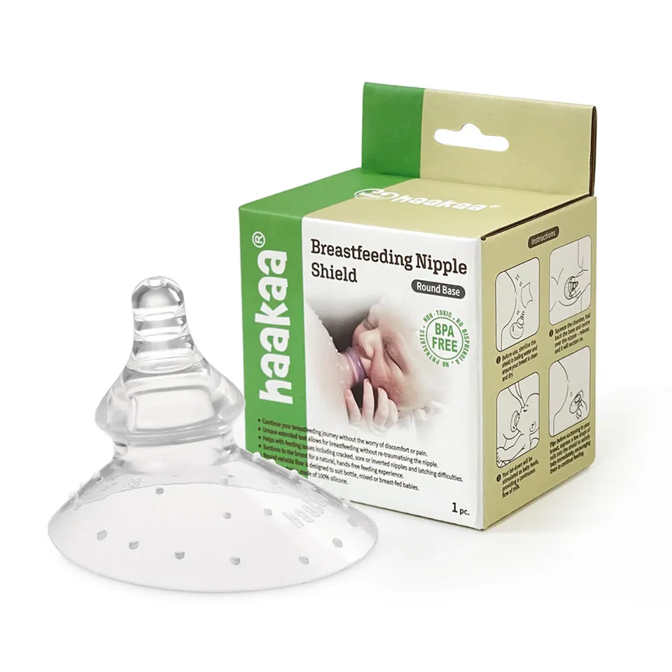 haakaa-silicone-breastfeeding-nipple-shield-round-shape-100-soft-silicone-1-pack image 1