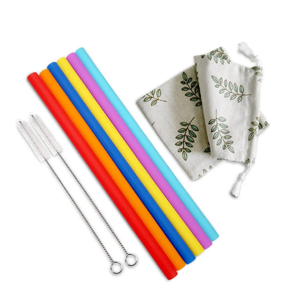 haakaa-straight-silicone-straws-with-cleaning-brushes-6-pack-bpa-free-flexible-e image 1