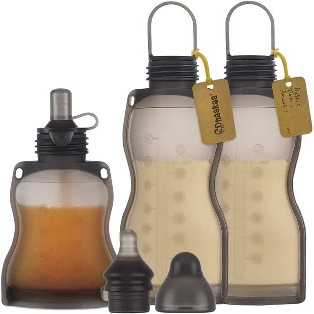 haakaa-silicone-baby-food-pouches-breast-milk-storage-bag-with-silicone-nipple-c image 1