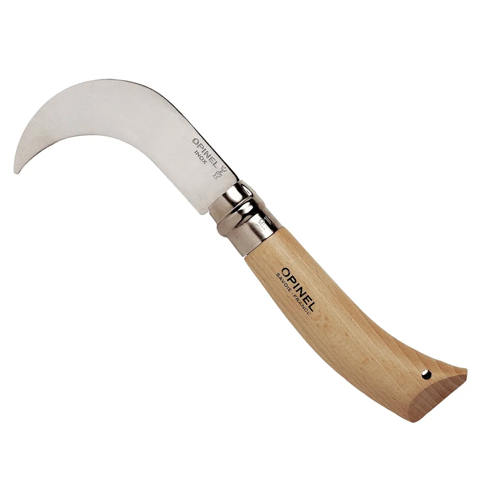 opinel-no-10-billhook-folding-knife-with-curved-blade-beech-wood-handle image 1
