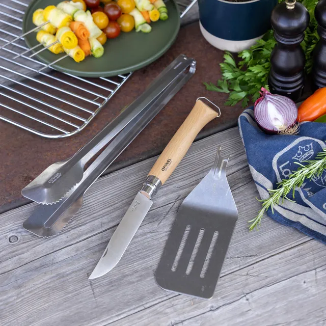 opinel-grilling-set-no-12b-folding-knife-spatula-and-tongs image 1